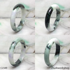 Light green with splotches dark green jade bangle