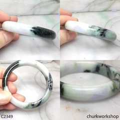 Light green with splotches dark green jade bangle