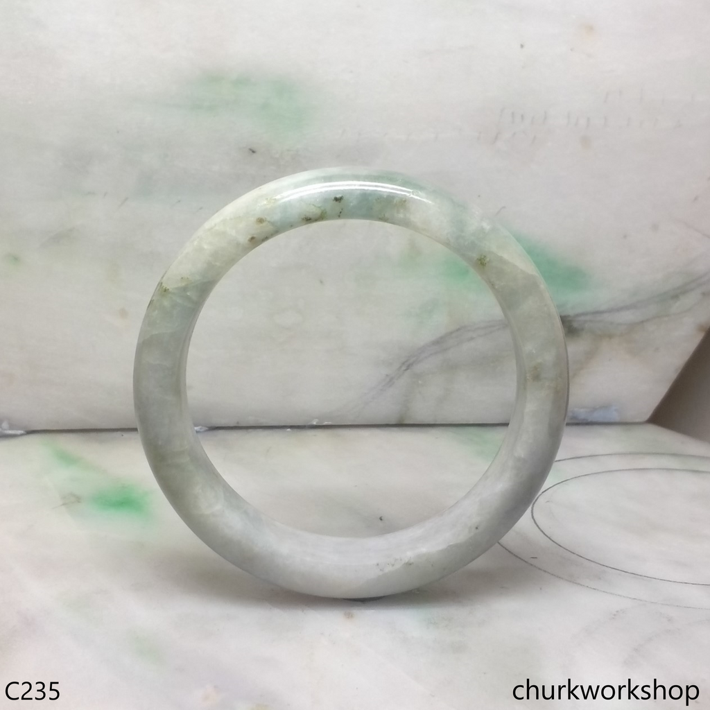 Grayish lavender base mix light green jade bangle