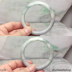Grayish lavender base mix light green jade bangle