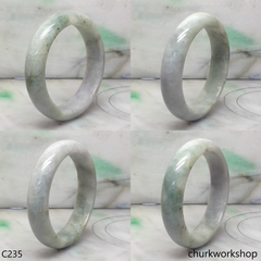 Grayish lavender base mix light green jade bangle