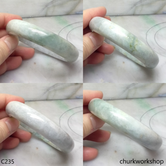 Grayish lavender base mix light green jade bangle