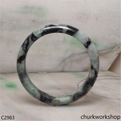 Moss green mix black splotches jade bangle