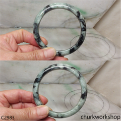 Moss green mix black splotches jade bangle