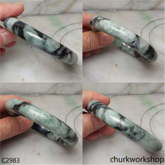 Moss green mix black splotches jade bangle