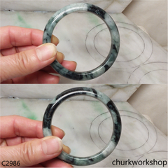 Light green mix black splotches jade bangle