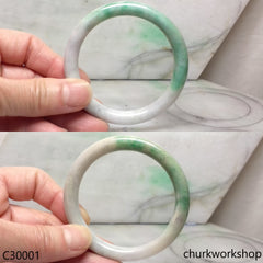 Pale lavender with splotches green jade bangle