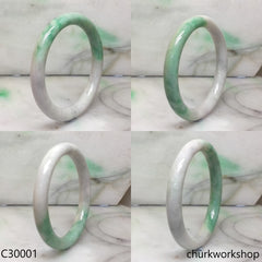 Pale lavender with splotches green jade bangle