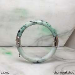 Bluish green hinges jade bangle
