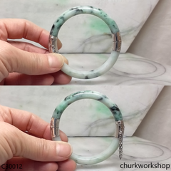 Bluish green hinges jade bangle