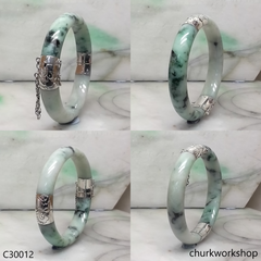 Bluish green hinges jade bangle