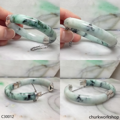 Bluish green hinges jade bangle