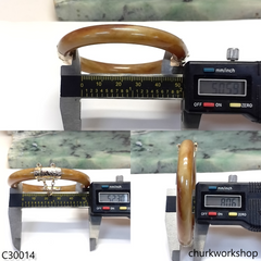 Red jade 14k yellow gold hinged jade bangle