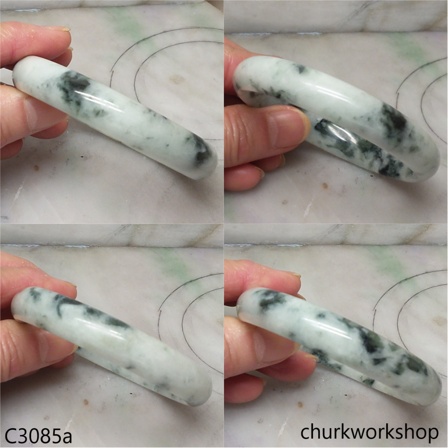 Large bluish green jade bangle