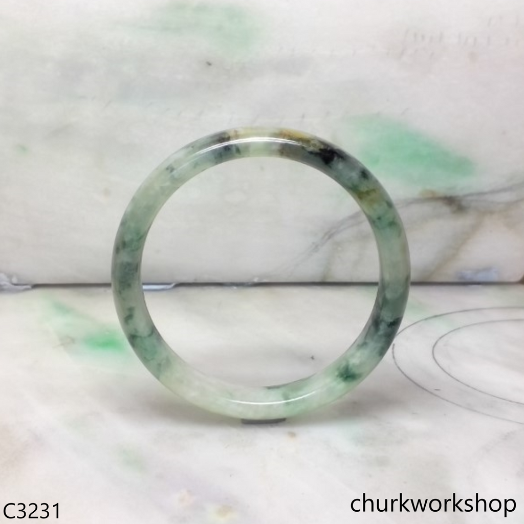 Light & dark bluish green jade bangle