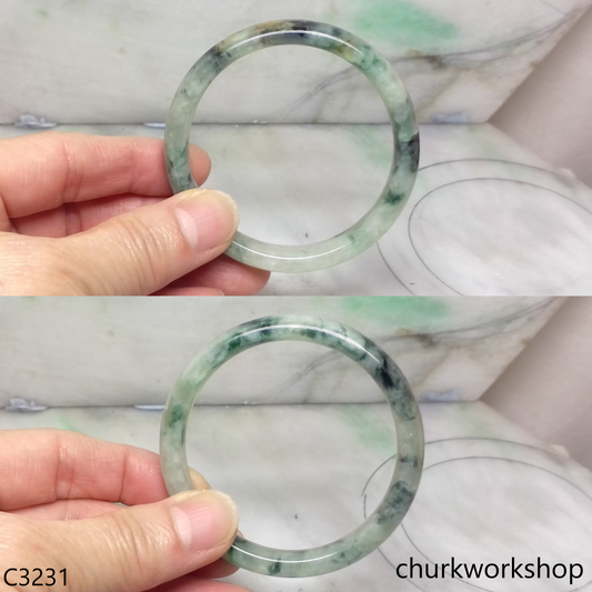 Light & dark bluish green jade bangle