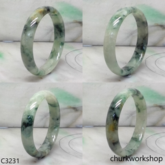 Light & dark bluish green jade bangle