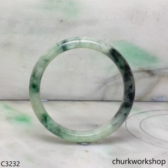 Light & dark bluish green jade bangle