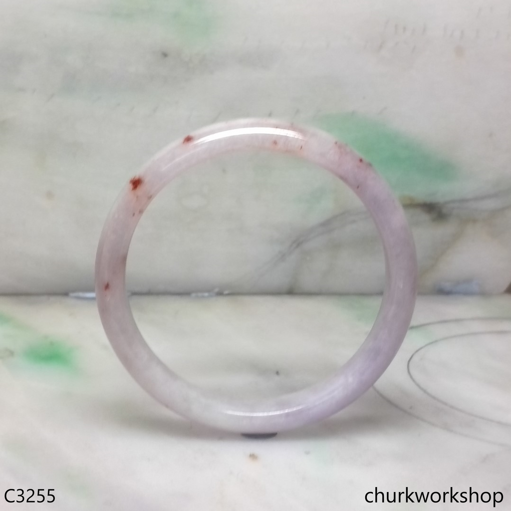 Lavender jade with red dots bangle