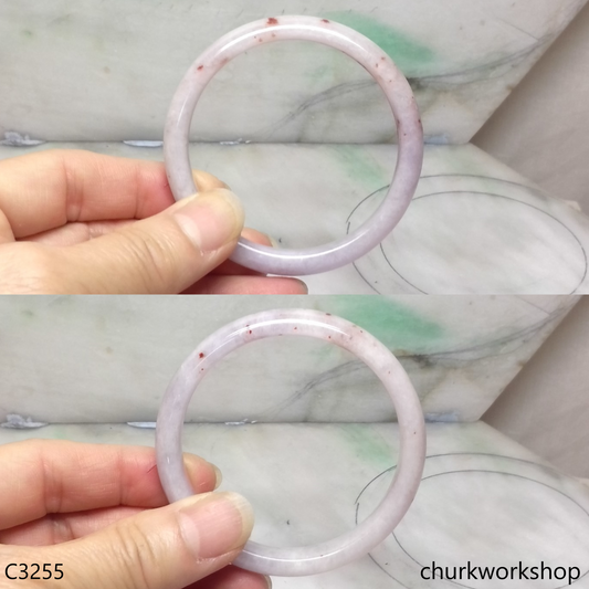 Lavender jade with red dots bangle