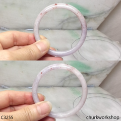 Lavender jade with red dots bangle