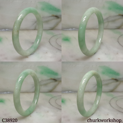 Small light green base with splotches green jade bangle