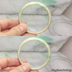 Pale yellowish base with green jade bangle