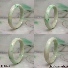 Small light green base with splotches apple green jade bangle