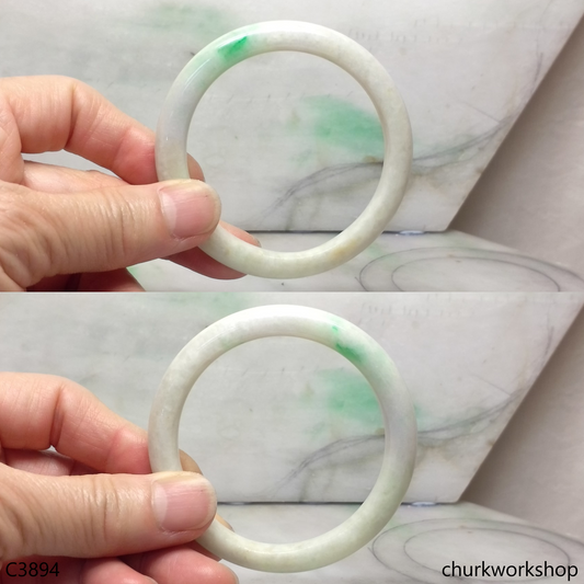 White base with splotches green jade bangle