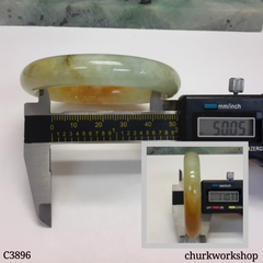 Small light green base with splotches red jade bangle