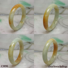 Small light green base with splotches red jade bangle