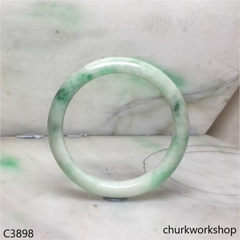 White base with splotches green jade bangle