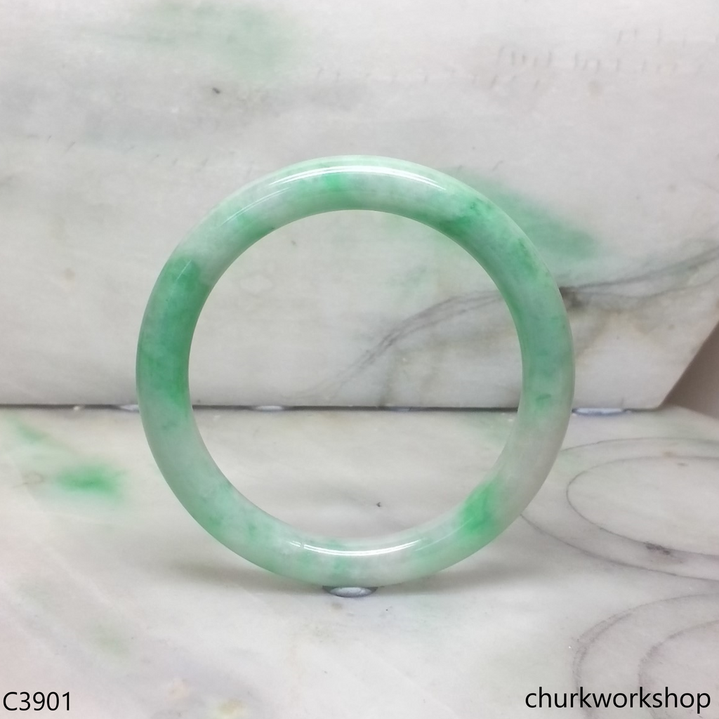 Reserved for Alex Light green base with green splotches bangle