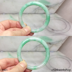Reserved for Alex Light green base with green splotches bangle