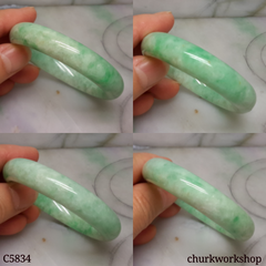 Small light apple green jade oval bangle