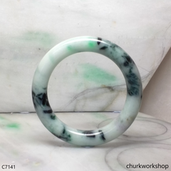 Large light green with splotches dark green jade bangle