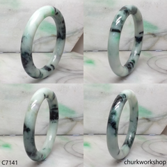 Large light green with splotches dark green jade bangle