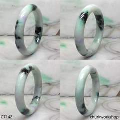 Large light green mix dark green & lavender jade bangle