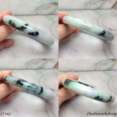 Large light green mix dark green & lavender jade bangle