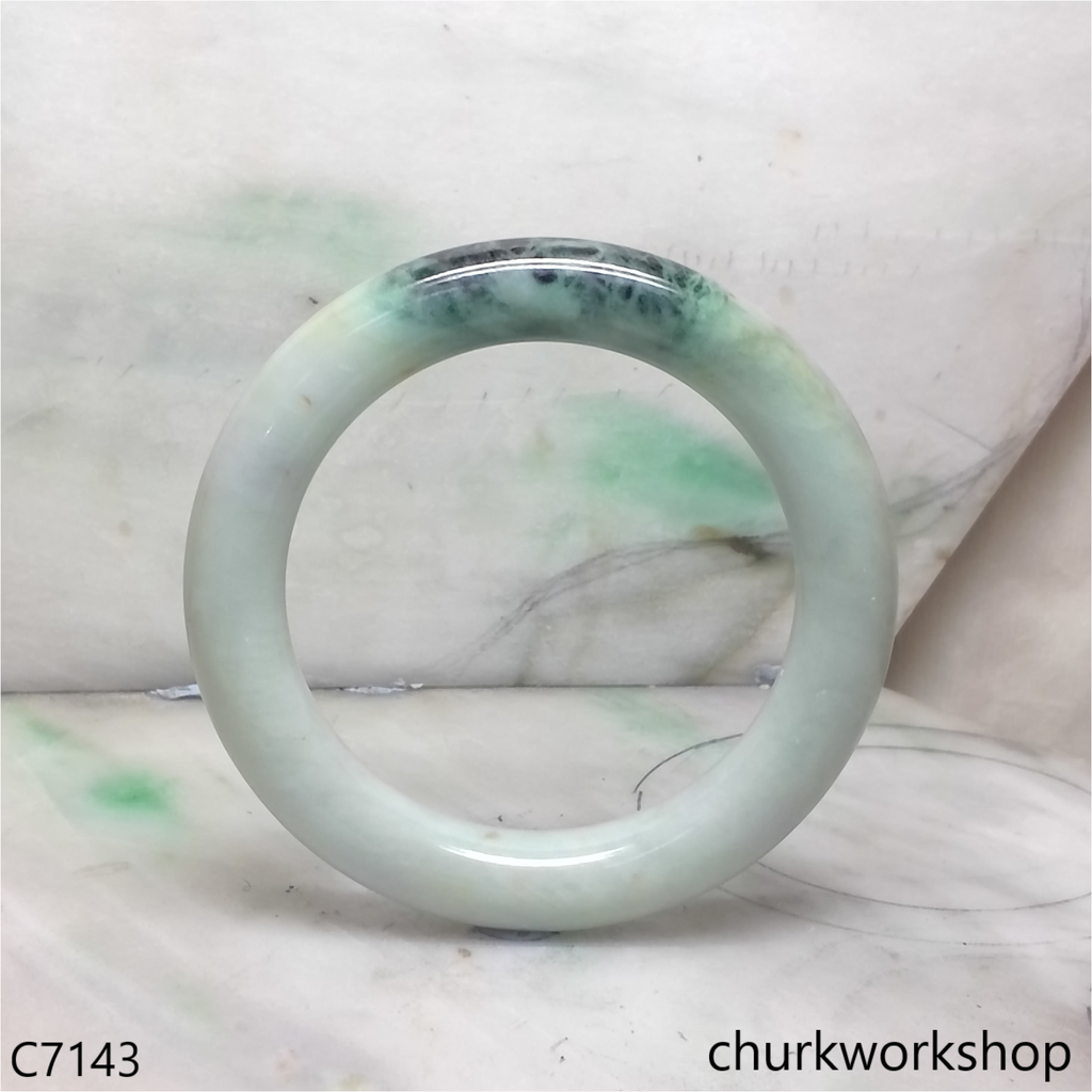 Large light green mix dark green jade bangle