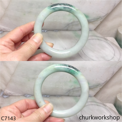 Large light green mix dark green jade bangle