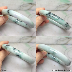 Large light green mix dark green jade bangle