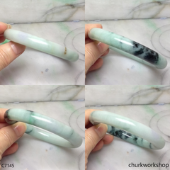 Large light green mix dark green jade bangle