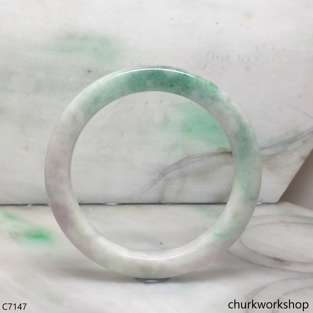 Square large light green mix lavender jade bangle