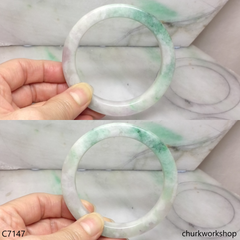 Square large light green mix lavender jade bangle