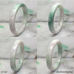 Square large light green mix lavender jade bangle