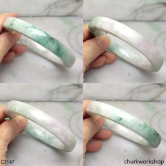 Square large light green mix lavender jade bangle