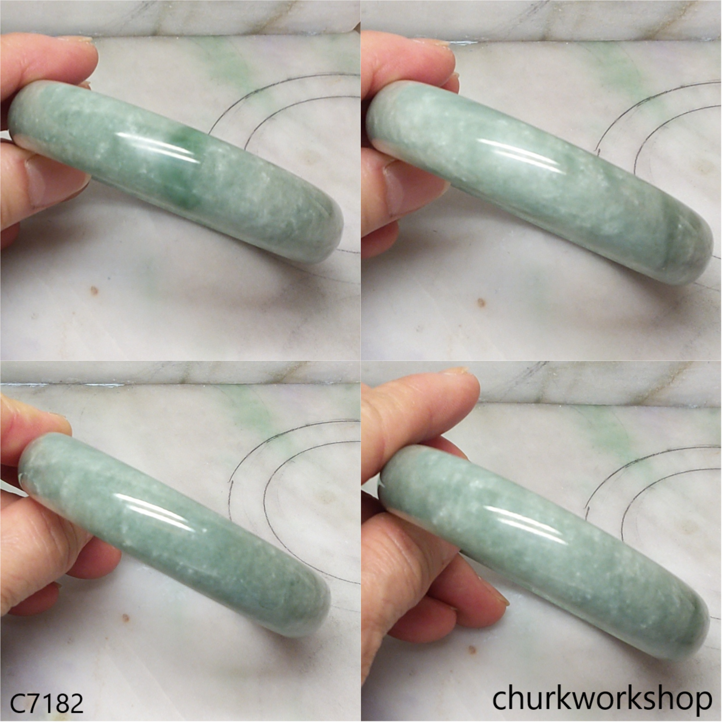 Large bluish green jade bangle