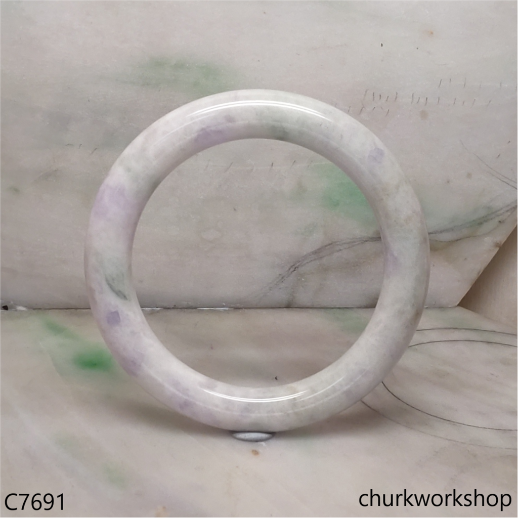 Large pale lavender mix light green jade bangle