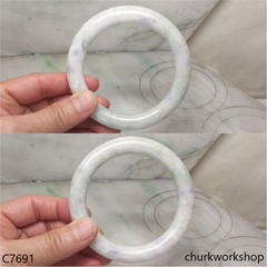 Large pale lavender mix light green jade bangle